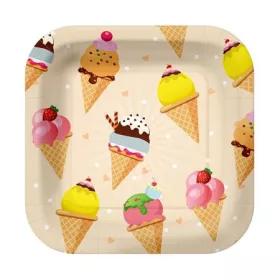 Tányér, papír, 23 cm, fagyi minta (PTPPS1001600)