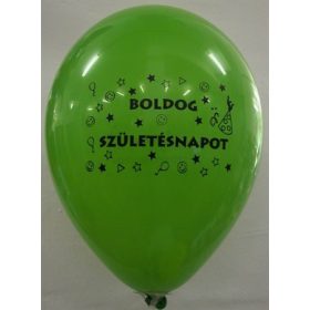  Léggömb, 26 cm, két oldalon nyomott Boldog születésnapot, vegyes szín (PTR0342)