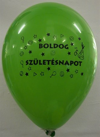 Léggömb, 26 cm, két oldalon nyomott Boldog születésnapot, vegyes szín (PTR0342)