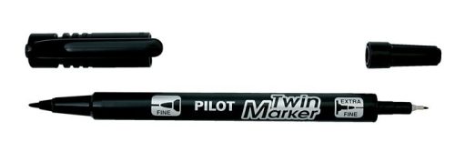 Alkoholos marker, 0,8/2 mm, kétvégű, PILOT Twin, fekete (PTWFK)