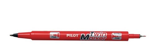 Alkoholos marker, 0,8/2 mm, kétvégű, PILOT Twin, piros (PTWP)