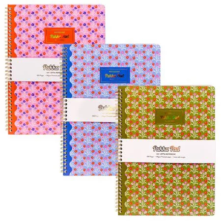 Spirálfüzet, A4+, vonalas, 100 lap, PUKKA PAD Floral Jotta Notebook, vegyes minta (PUP2143)