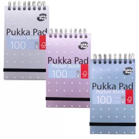   Jegyzetfüzet, A7, spirálozott, vonalas, 50 lap, PUKKA PAD Metallic Pocket Book, vegyes színek (PUP6254)