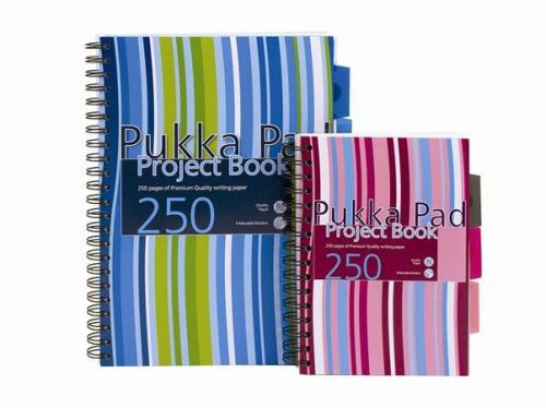 Spirálfüzet, A4, vonalas, 125 lap, PUKKA PAD Stripe project book (PUPBA4)