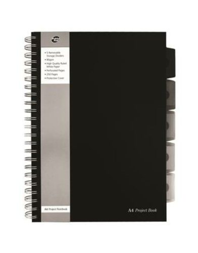 Spirálfüzet, A4, vonalas, 125 lap, PUKKA PAD Black project book, fekete (PUPBA4V)