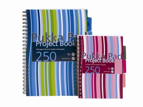 Spirálfüzet, A5, vonalas, 125 lap, PUKKA PAD Stripe project book (PUPBA5)