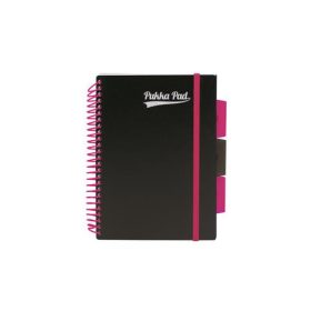   Spirálfüzet, A5, vonalas, 100 lap, PUKKA PAD, Neon black project book (PUPN7665V)