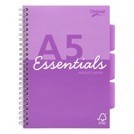 Spirálfüzet, A5, vonalas, 100 lap, PUKKA PAD Unipad Essentials Project Book, vegyes (PUPUEPBA5)