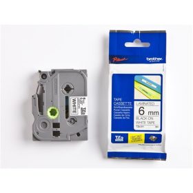   Feliratozógép szalag, 6 mm x 8 m, BROTHER, TZe-211 fehér-fekete (QPTTZ211)