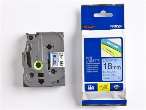Feliratozógép szalag, 18 mm x 8 m, BROTHER, TZe-541 kék-fekete (QPTTZ541)