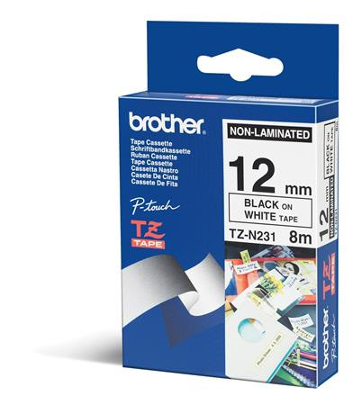 Feliratozógép szalag, matt, 12 mm x 8 m, BROTHER, TZe-N231 fehér-fekete (QPTTZN231)