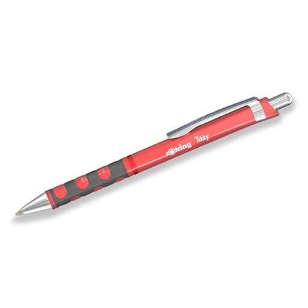Golyóstoll, 0,8 mm, nyomógombos, tearózsa tolltest, ROTRING Tikky, kék (R2189091)