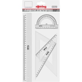 Vonalzó készlet, műanyag, ROTRING, víztiszta (R221370)