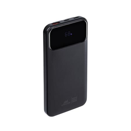 Hordozható akkumulátor, beépített kábellel, 10000mAh, RIVACASE VA2211, fekete (RHAVA2211B)