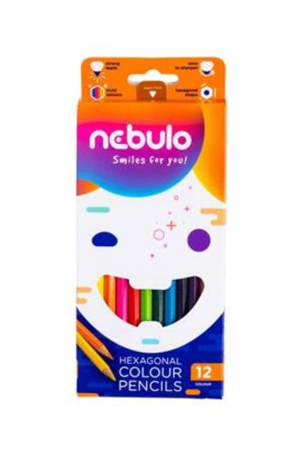 Színes ceruza készlet, hatszögletű,  NEBULO, 12 különböző szín (RNEBSZC12)