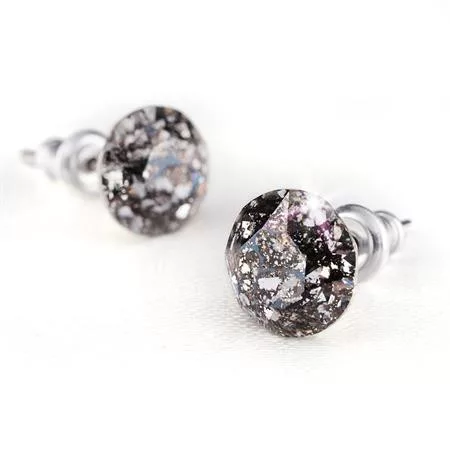 Fülbevaló, fekete csipke mintás SWAROVSKI&reg; kristállyal, 8mm, ART CRYSTELLA&reg; (RSWF0035)