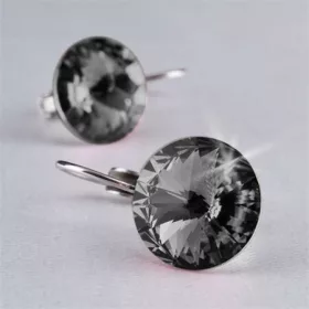   Fülbevaló, francia kapcsos, Black Diamond, SWAROVSKI&reg; kristállyal, 12 mm, ART CRYSTELLA&reg; (RSWF036)