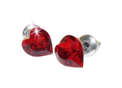 Fülbevaló, szív formájú, light siam piros SWAROVSKI® kristállyal, 8mm, ART CRYSTELLA® (RSWF045)