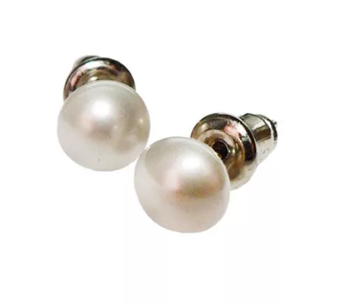 Fülbevaló, félgömb, gyöngyházfehér SWAROVSKI&reg; gyöngyből, 8mm, ART CRYSTELLA&reg; (RSWF046)