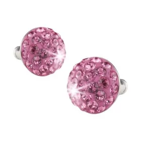   Fülbevaló, félgömb, rózsaszín, SWAROVSKI&reg; kristállyal, 10mm, ART CRYSTELLA&reg; (RSWF051)