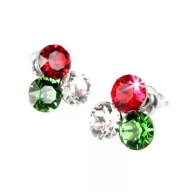   Fülbevaló, piros-fehér-zöld SWAROVSKI&reg; kristállyal, 11mm, ART CRYSTELLA&reg; (RSWF055)