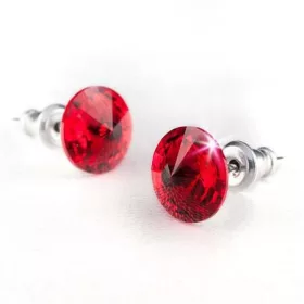   Fülbevaló, siam piros SWAROVSKI&reg; kristállyal, csúcsos, 8mm, ART CRYSTELLA&reg; (RSWF058)