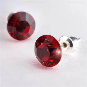   Fülbevaló, siam sötét piros SWAROVSKI&reg; kristállyal, 8mm, ART CRYSTELLA&reg; (RSWF061)