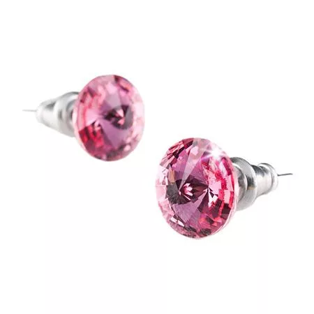 Fülbevaló, rózsaszín SWAROVSKI&reg; kristállyal, csúcsos, 8 mm, ART CRYSTELLA&reg; (RSWF072)