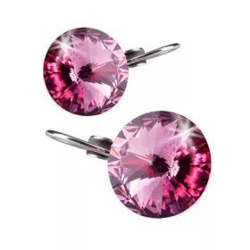   Fülbevaló, francia kapcsos, rózsaszín SWAROVSKI&reg; kristállyal, 12mm, ART CRYSTELLA&reg; (RSWF073)