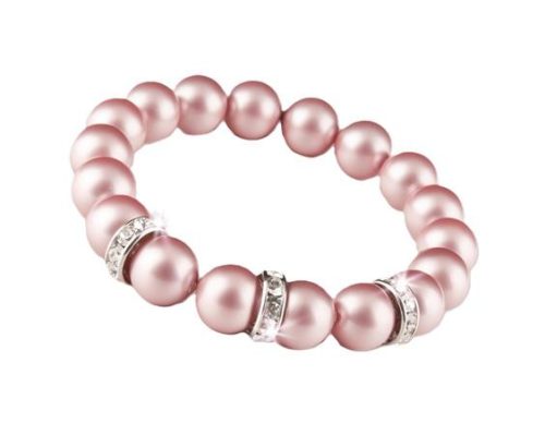 Karkötő SWAROVSKI® gyöngyből, rózsaszín, fehér rondella kristály, ART CRYSTELLA, M (RSWK0055)