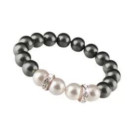   Karkötő, fekete-fehér SWAROVSKI&reg; gyöngyből, rondella kristállyal, 10mm, ART CRYSTELLA&reg; M (RSWK0112)