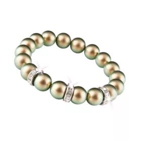   Karkötő, zöld SWAROVSKI&reg; gyöngyből, fehér rondella kristállyal, 10mm, ART CRYSTELLA&reg; M (RSWK0114)
