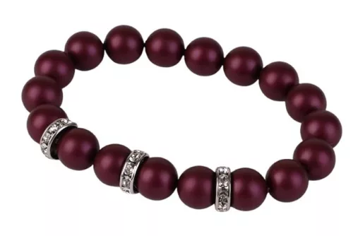 Karkötő, bíborlila SWAROVSKI&reg; gyöngyből, fehér rondella kristállyal, 10mm, ART CRYSTELLA&reg; M (RSWK0118)