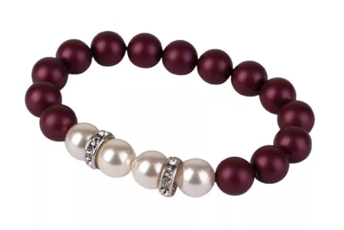 Karkötő, bíborlila-fehér SWAROVSKI&reg; gyöngyből, fehér rondella kristállyal, 10mm, ART CRYSTELLA&reg; M (RSWK0119)