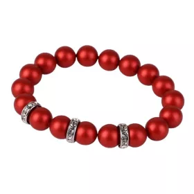   Karkötő, tűzpiros SWAROVSKI&reg; gyöngyből, fehér rondella kristállyal, 10mm, ART CRYSTELLA&reg; M (RSWK0120)