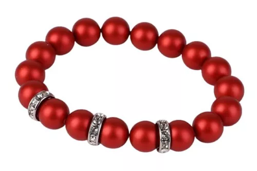 Karkötő, tűzpiros SWAROVSKI&reg; gyöngyből, fehér rondella kristállyal, 10mm, ART CRYSTELLA&reg; M (RSWK0120)