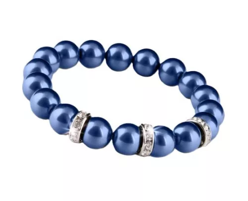 Karkötő, sötétkék SWAROVSKI&reg; gyöngyből, fehér rondella kristállyal, 10mm, ART CRYSTELLA&reg; M (RSWK0122)
