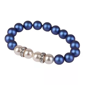   Karkötő, sötétkék-fehér SWAROVSKI&reg; gyöngyből, fehér rondella kristállyal, 10mm, ART CRYSTELLA&reg; M (RSWK0123)