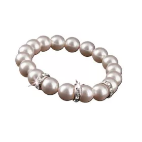   Karkötő, gyöngyházfehér SWAROVSKI&reg; gyöngyből, fehér rondella kristállyal, 10mm, ART CRYSTELLA&reg; (RSWK0124)
