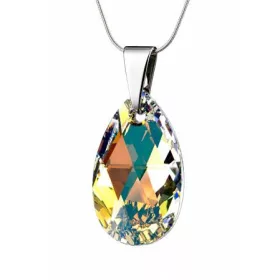   Nyaklánc, esőcsepp formájú, színjátszós fehér SWAROVSKI® kristállyal, 16mm, ART CRYSTELLA® (RSWL007)