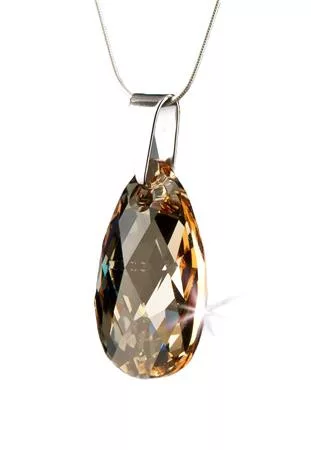Nyaklánc, esőcsepp formájú, pezsgő színű SWAROVSKI® kristállyal, 16mm, ART CRYSTELLA® (RSWL009)