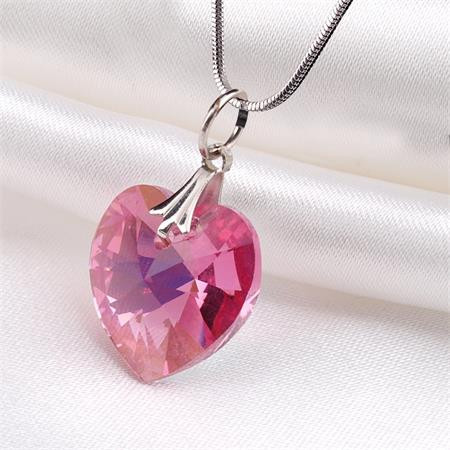 Nyaklánc, szív formájú, rózsaszín SWAROVSKI® kristállyal, 18mm ART CRYSTELLA® (RSWL010)
