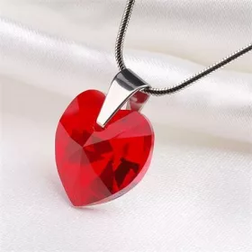   Nyaklánc, szív formájú, light siam piros SWAROVSKI&reg; kristállyal, 18mm ART CRYSTELLA&reg; (RSWL012)