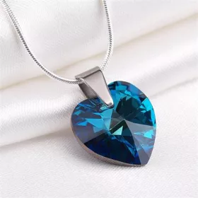   Nyaklánc, szív formájú, bahama kék SWAROVSKI&reg; kristállyal, 18mm ART CRYSTELLA&reg; (RSWL013)