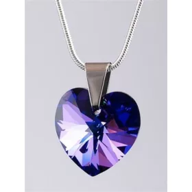   Nyaklánc, szív formájú, sötét lila SWAROVSKI&reg; kristállyal, 18mm ART CRYSTELLA&reg; (RSWL014)