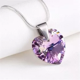   Nyaklánc, szív formájú, színjátszós ametiszt lila SWAROVSKI&reg; kristállyal, 18mm ART CRYSTELLA&reg; (RSWL015)