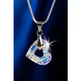   Nyaklánc, szív formájú, fehér színjátszós SWAROVSKI&reg; kristállyal, 17 mm, ART CRYSTELLA&reg; (RSWL029)