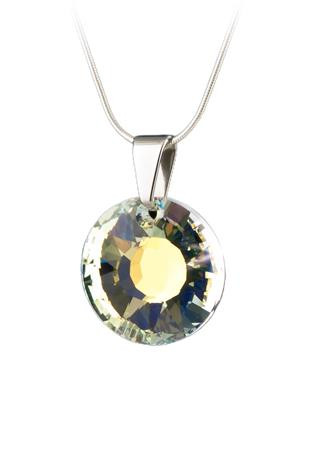 Nyaklánc, Nap formájú, fehér színjátszós SWAROVSKI® kristállyal, 19mm, ART CRYSTELLA® (RSWL033)