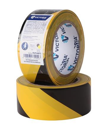 Padlójelölő szalag, 48 mm x 33 m, VICTORIA FACILITY, fekete-sárga (RVPJ48FS)