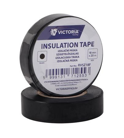 Szigetelőszalag, 18 mm x 20 m, VICTORIA FACILITY, fekete (RVSZ18F)